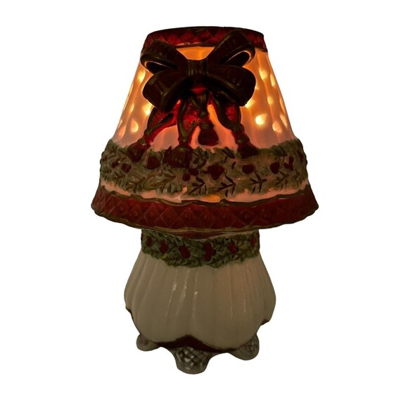 Tea Light Candle Holder Ribbon Lamp Porcelain Holiday Style Home Decor - Picture 2 of 8